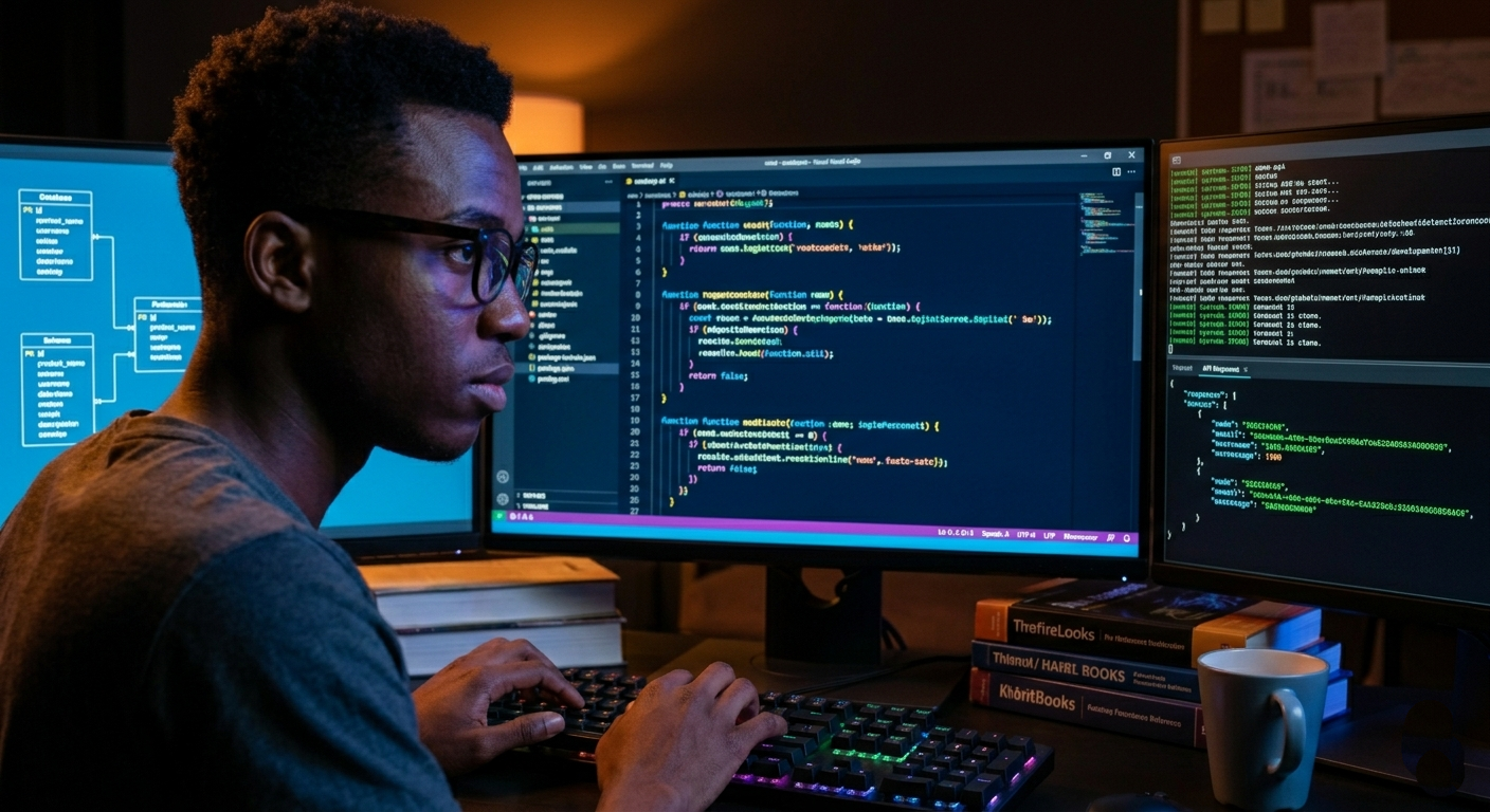 Developer working on a custom website for a Boston business