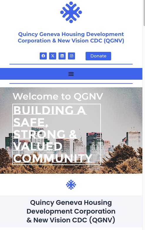 Quincy Geneva QGNV website — homepage hero